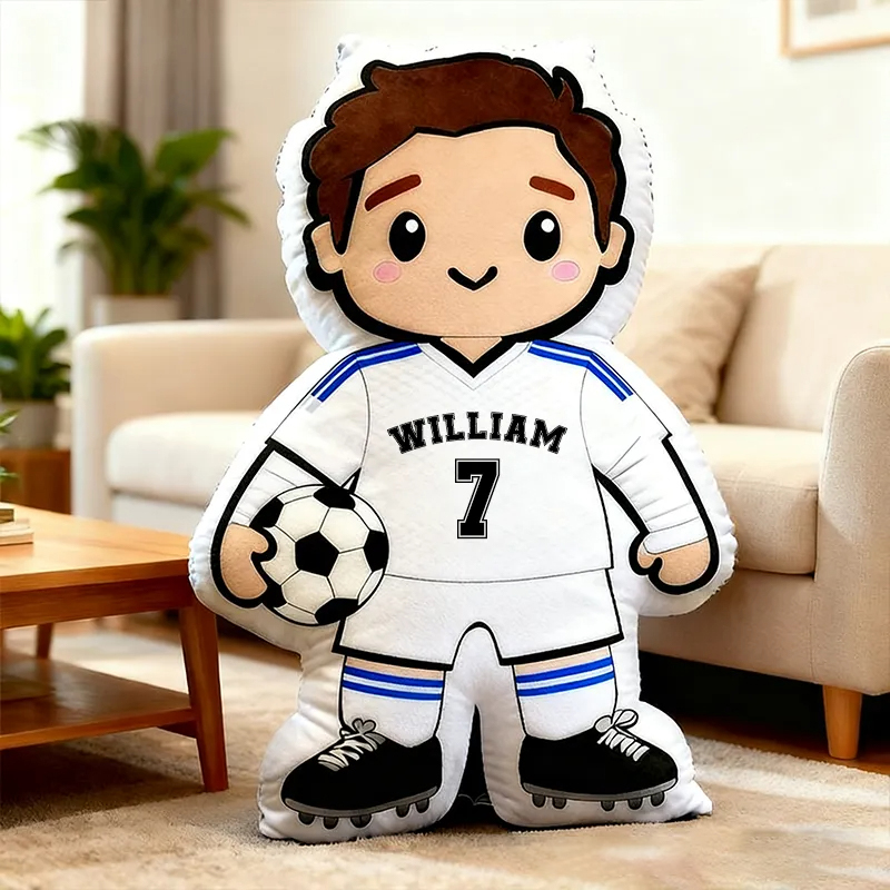 Personalized Soccer Player Pillow with Custom Jersey Number