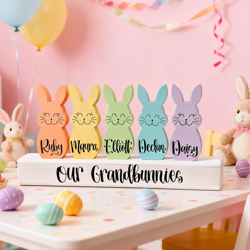 Personalized Easter Bunny Block Chunky Wooden Easter Bunny Custom Easter Bunny Custom Easter Gift Custom Easter Bunny Decor