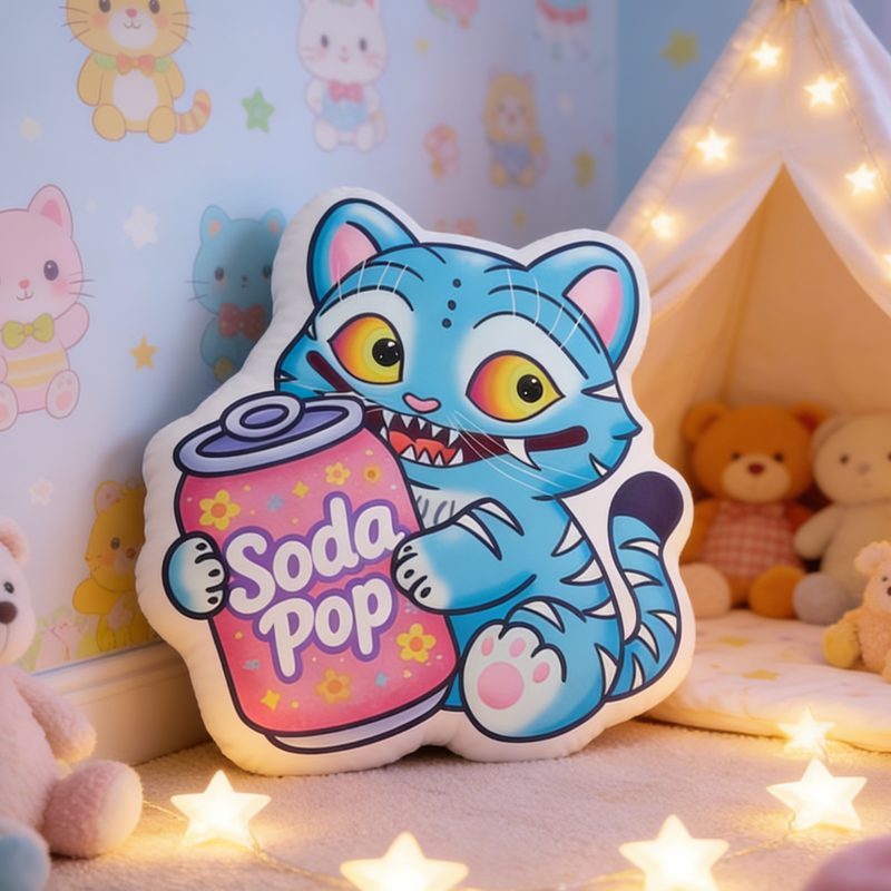 Personalized Cute Tiger Soda Pop Pillow Birthday Gift for Boys Girls Funs Gifts