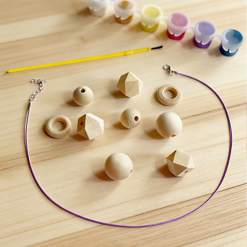 Personalized DIY Wooden Necklace Painting Kit for Kids Custom Name Necklace for Children Creative Craft for Ages 3+ Princess Jewelry DIY Craft