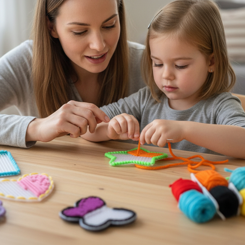Personalized Kids Sewing Practice Kit Fun DIY Craft with Colorful Yarn and Plastic Canvas Shapes Kids Safe Sewing Practice Kit