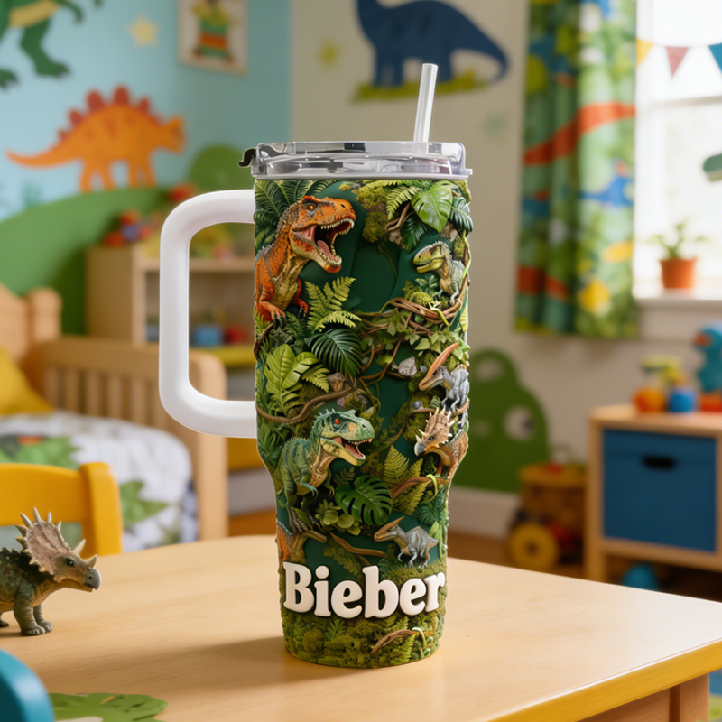 Personalized Dinosaur Tumbler with Custom Name Accents for a Unique and Cherished Gift Experience 40oz Tumbler