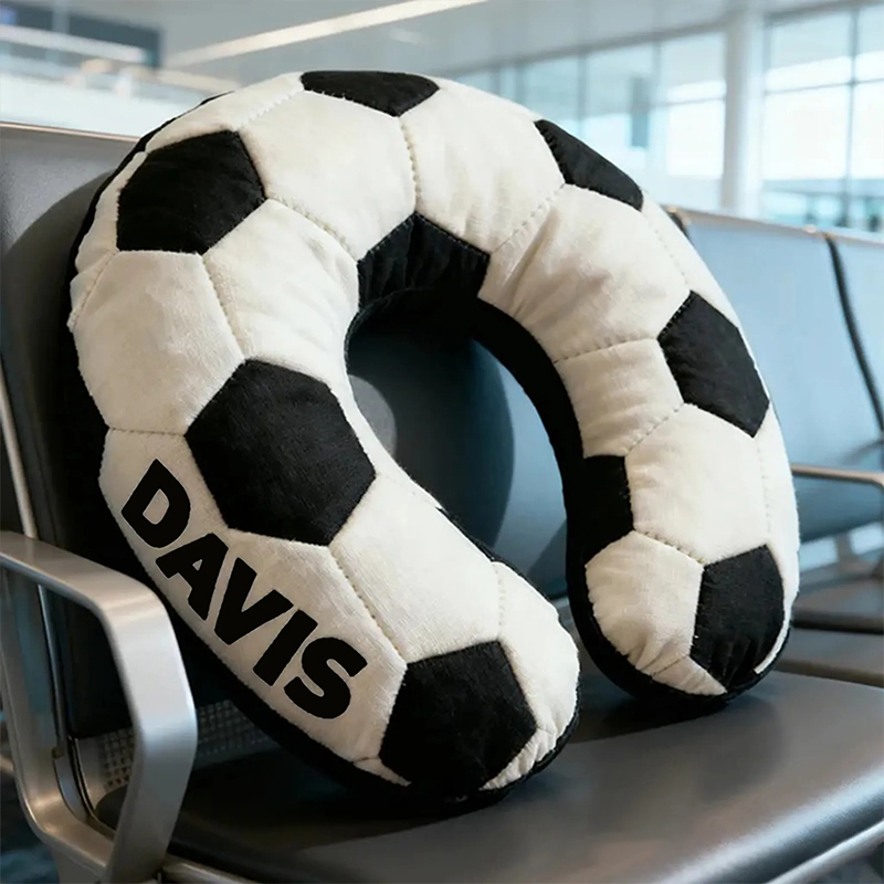 Personalized Soccer U-Shaped Pillow with Custom Name for Soccer Fans