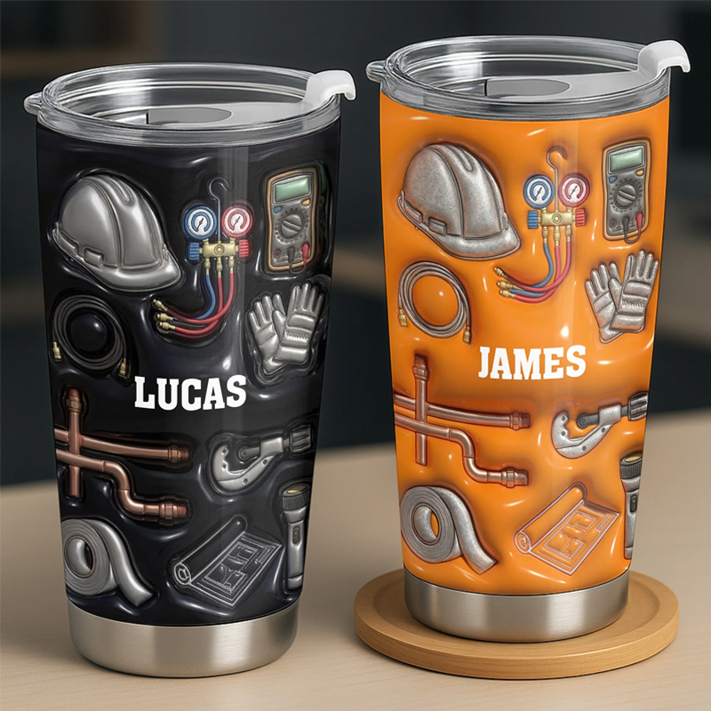 Personalized 2D Flat Construction Theme Tumbler Birthday Gift for Kids