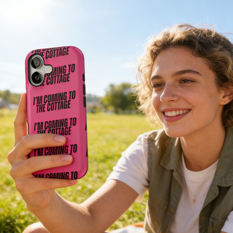 Personalized Hot Pink "I'm Coming To The Cottage" Phone Case for Hockey Fans Romance Gift