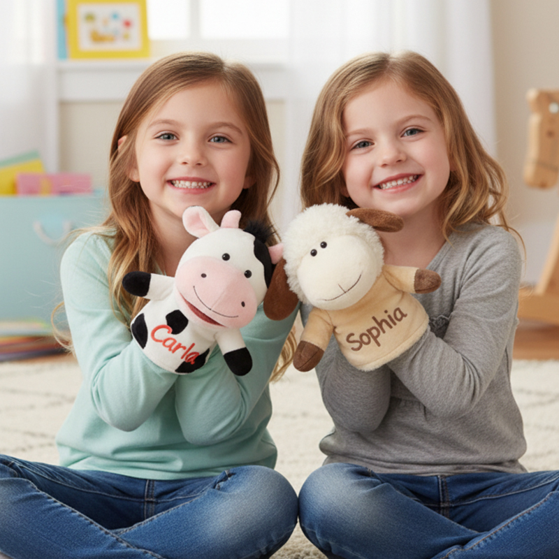 Personalized Animal Hand Puppets for Kids Custom Name Soft Plush Interactive Storytelling and Role-Play Fun Perfect Gift for kids