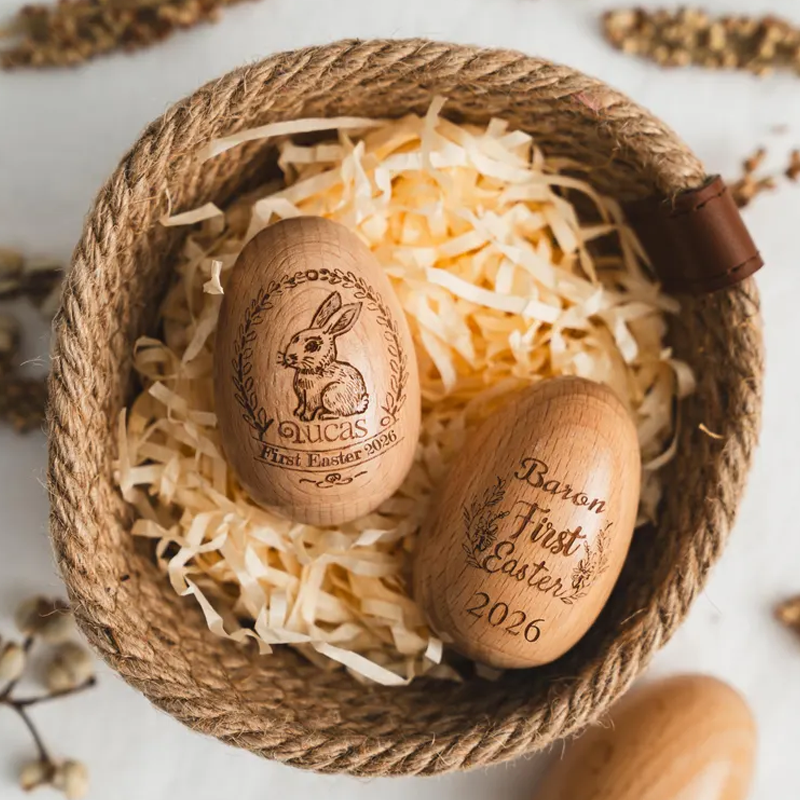 Personalized Wooden Easter Egg Shakers Custom Egg Cups Engraved Egg Shaker Kids Easter Gifts Baby First Easter