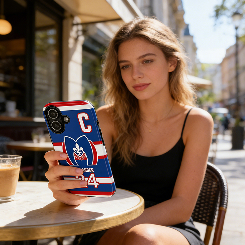 Personalized HR Theme Ice Hockey Team Jersey Phone Case Vintage Team Crest Design for Ice Hockey Lovers