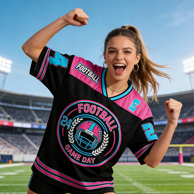 Personalized Bold Color Block Football Game Day Mesh Jersey Custom Name and Number for Football Lovers