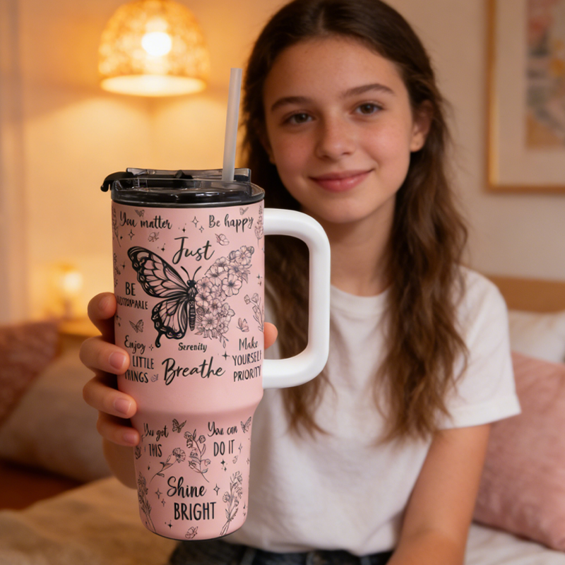 Personalized 40oz Tumbler with Straw Make Your Own Affirmation Tumbler