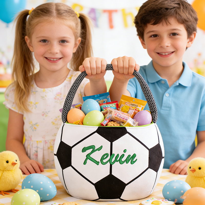 Personalized Soccer Easter Basket with Custom Name for Kids and Sports Fans Easter Gift