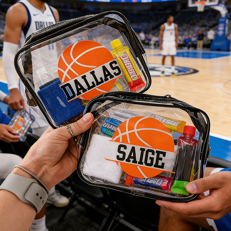 Personalized Clear Basketball Snack Bag with Custom Name for Team Members, Game Day, and Travel