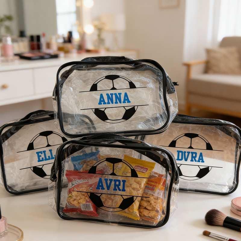 Personalized Soccer Clear Snack Bag with Custom Name for Team Members, Training and Travel