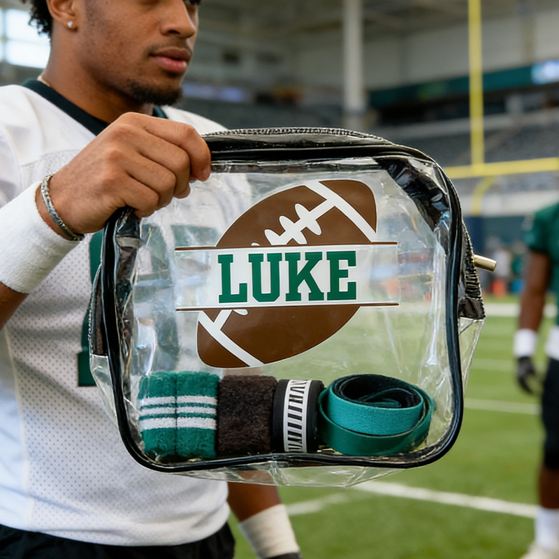 Personalized Football Clear Snack Bag with Custom Name for Game Day and Practice