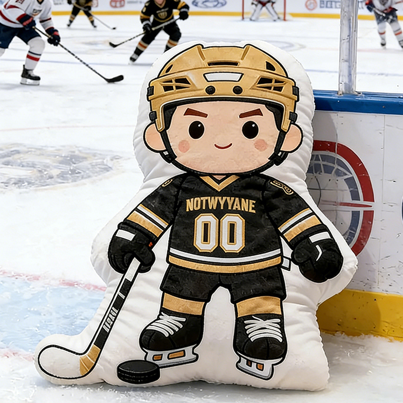 Personalized Ice Hockey Player Pillow with Custom Name and Number Perfect for Fans of All Ages