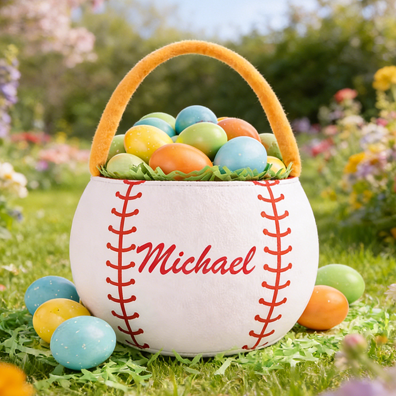 Personalized Baseball Easter Basket with Custom Name for Young Baseball Fans Sports Easter Gift