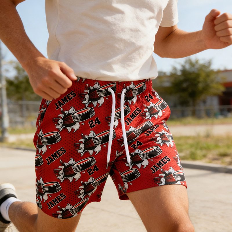 Personalized Ice Hockey Themed Athletic Shorts Custom Name and Number for Players & Enthusiasts