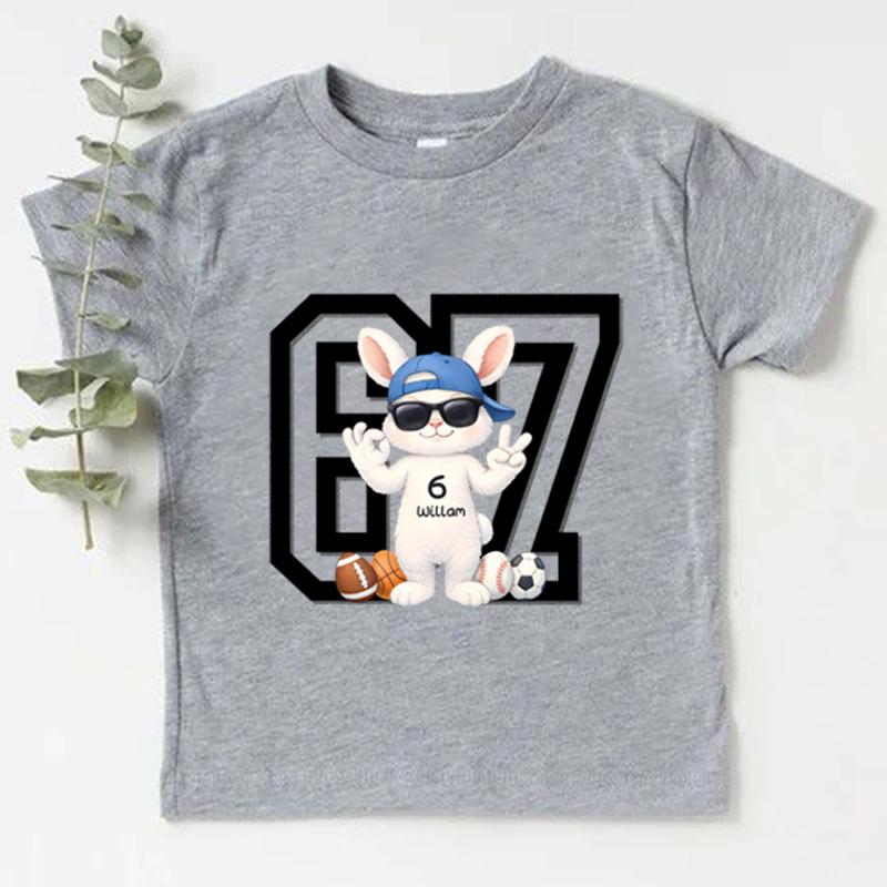 Personalized Easter 67 Sports Kids T-Shirt Bunny 67 Sports Easter Eggs with Custom Name and Name