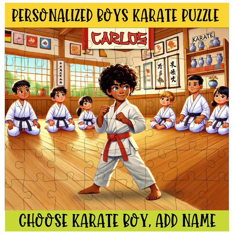 Personalized Karate Boy Puzzle Custom Name Jigsaw for Martial Arts Loving Kids Karate Party Favor Learning Toy Martial Arts Puzzle