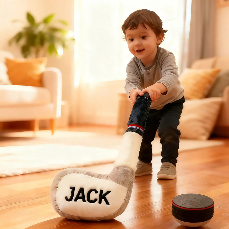 Personalized Ice Hockey Stick Pillow with Custom Name for Kids’ Playrooms and Bedrooms 