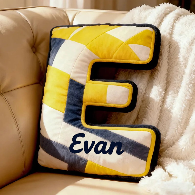Personalized Volleyball Letter Shaped Pillow with Custom Name and Bold Design for Sports Fans
