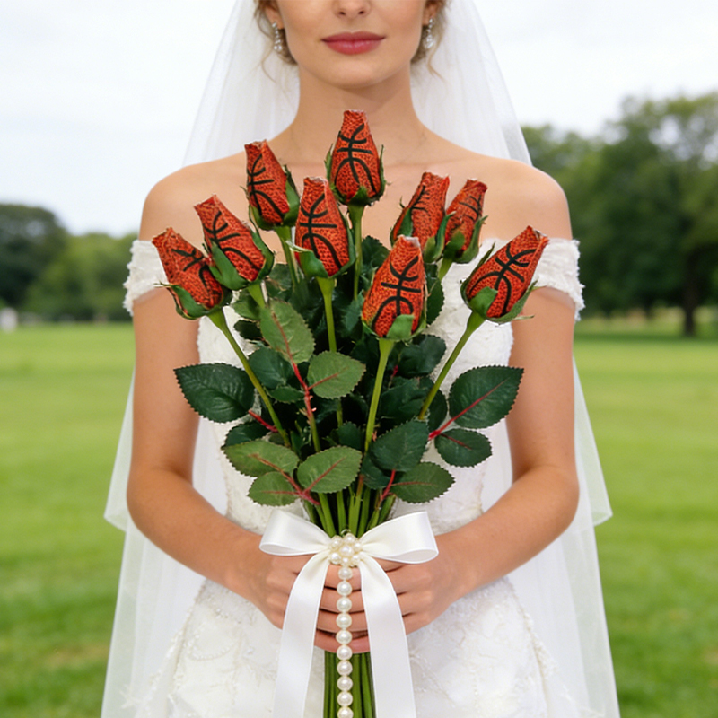 Personalized Basketball Rose Bouquet with Custom Text for Weddings ,Graduations, Team and Game Day Gifts 