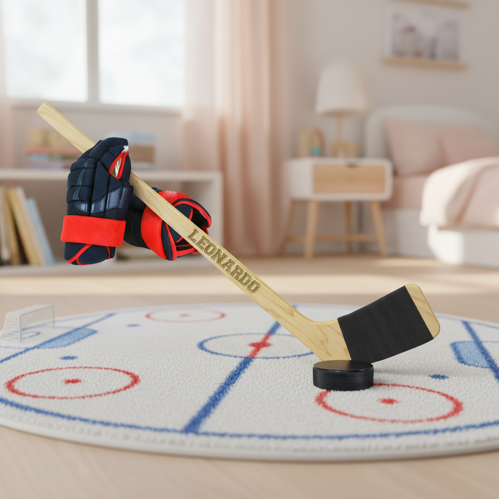Personalized Mini Wooden Hockey Stick for Kids Custom Name Colorful and Fun Gift