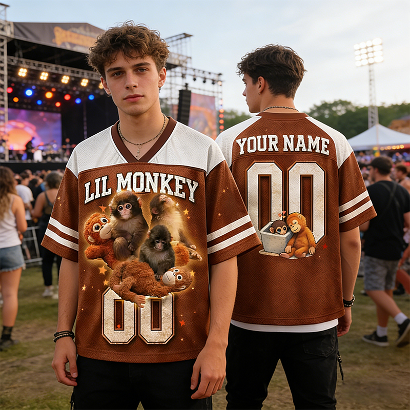  Personalized "Lil Monkey" Mesh Football Jersey Custom Name & Number for Animal Enthusiasts