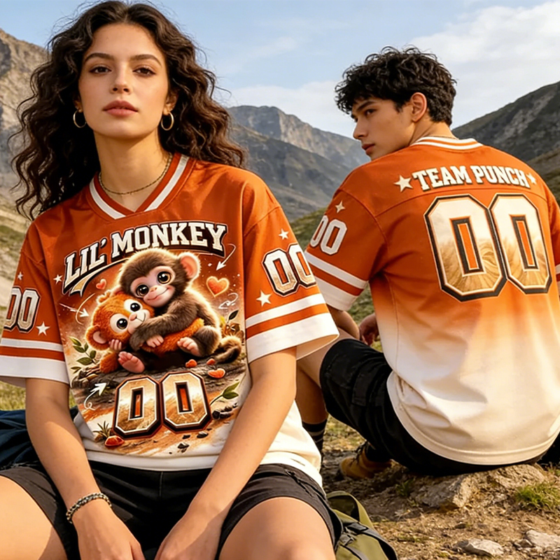 Personalized "Team Punch" Monkey Themed Mesh Jersey Custom Team Name & Number for Animal Fans