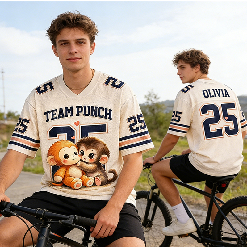 Personalized Cute Monkey Jersey with Custom Name and Number for Team Members, Families, and Sports Lovers