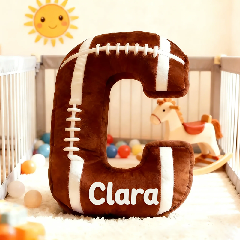 Personalized Football Letter Pillow with Custom Name for Kids or Sports Fans