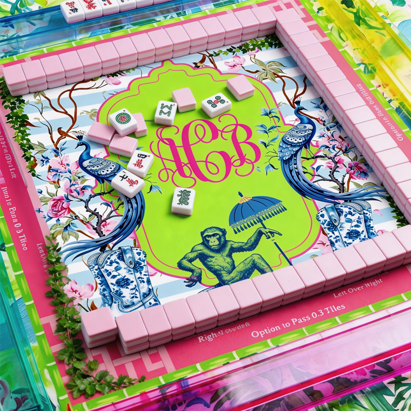 Personalized Cowboy Monkey Mahjong Mat Custom Name Waterproof Non Slip Elegant Table Protector Gift Mahjong Mat