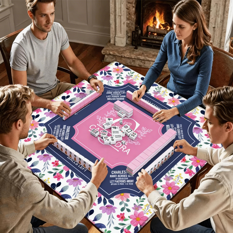 Personalized Monogram Mahjong Mat Custom Name Waterproof Non Slip Elegant Table Protector Gift Mahjong Mat