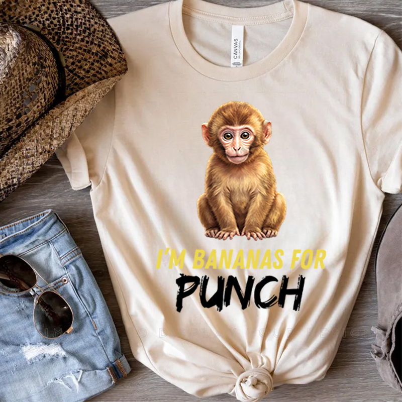 I'm Bananas For Punch Soft Cotton Comfort Gift Outfit Punch Monkey Kid T-Shirt