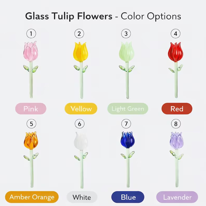 Personalized Glass Flower Bouquet for Mom Handmade Tulip & Rose Mix Mother’s Day Gift For Her Home Decor