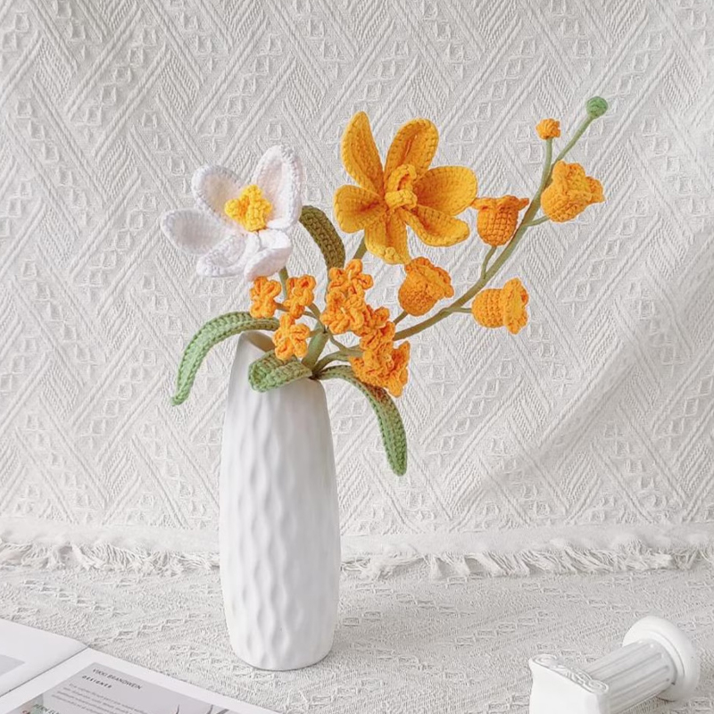 Personalized Handmade Crochet Sunflower Bouquet Knitted Floral Gift for Her Eternal Flower Arrangement Wedding Decor Mother’s Day