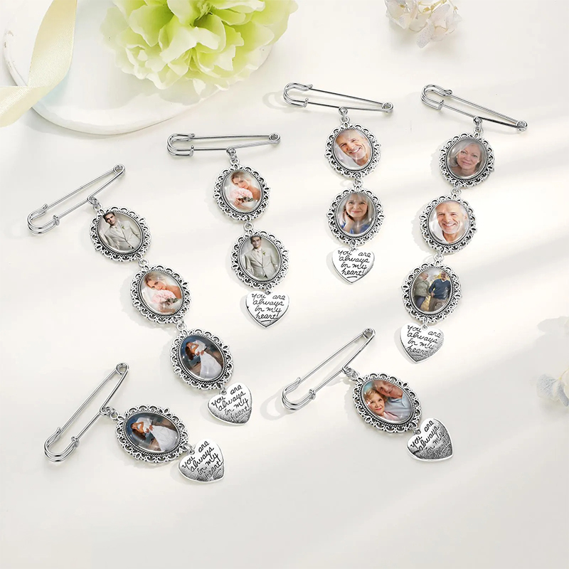Personalized Bridal Bouquet Charm Custom Flower Bouquet Photo Charm Wedding Memorial Keepsake Memory Remembrance Pin Wedding Memorial Gifts