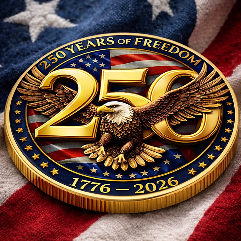 Commemorative Keepsake Coin America 250th Anniversary Gifts for Women Men United in Freedom and Pride