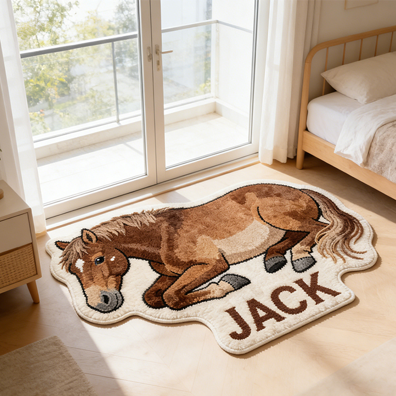 Personalized Equestrian Style Rug Horse Lover Gift for Bedroom or Playroom