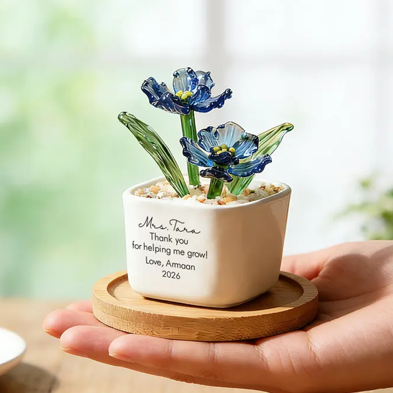 Personalized Teacher Appreciation Gift Glass Flower Pot Thank You Gift End of Year Gift Desk Decor Gift from Student 2026