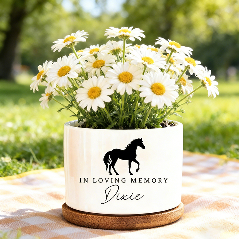 Personalized Equestrian Memorial Plant Pot Custom Memorial Pot for Equestrian Pet Loss