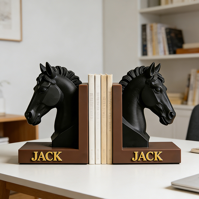 Personalized Horse Head Bookends Custom Name Equestrian Book Holder for Horse Lovers