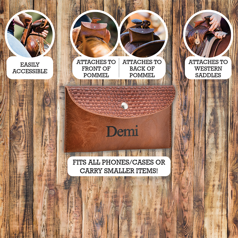 Personalized Horse Saddle Bag & Phone Holder Custom Name Equestrian Bag Rustic Western Keepsake for Horse Enthusiasts
