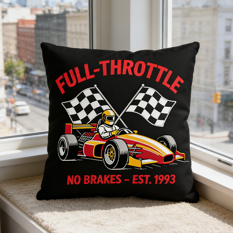 Personalized Formula Racing Pillow Custom Text Gift for Car Enthusiasts and Racing Fans