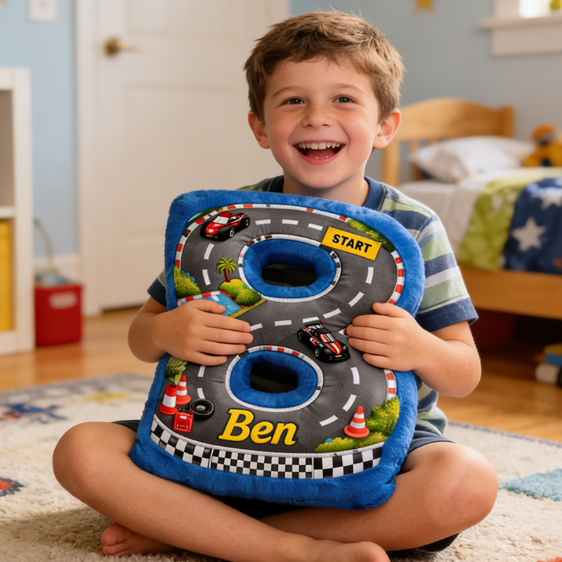 Personalized Letter Racing Pillow with Custom Name Gift for Racing Fans 