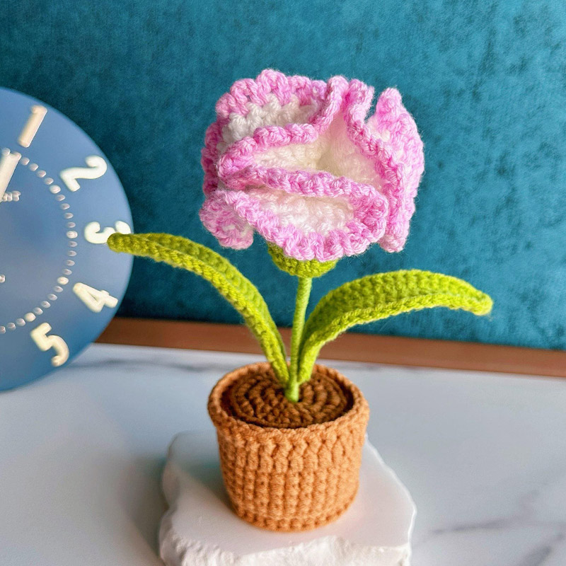 Mothers Day Gift Handmade Knitted Flower Pot Crochet Butterfly Orchid Plant Gift for Mom Grandma Mother's Day Gifts