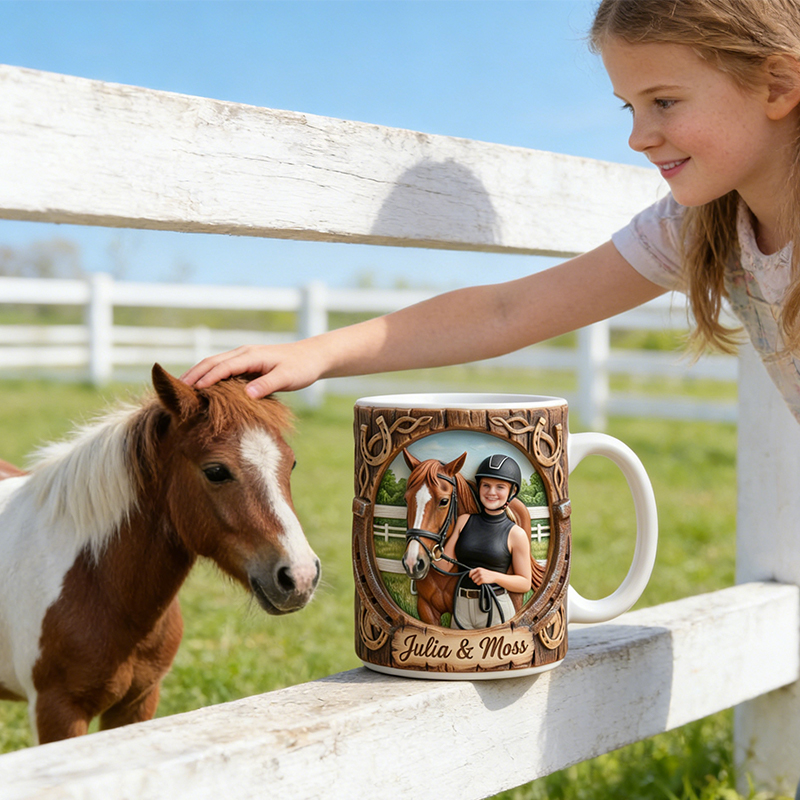 Personalized Equestrian Mug with Custom Photo and Horse and Rider Name For Horse Lovers Coffee Mug 