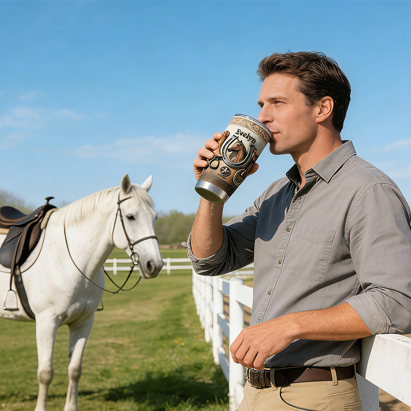 Personalized Cowboy Boot and Horse Tumbler Custom Name Insulated Tumbler for Horse Riders and Cowgirls