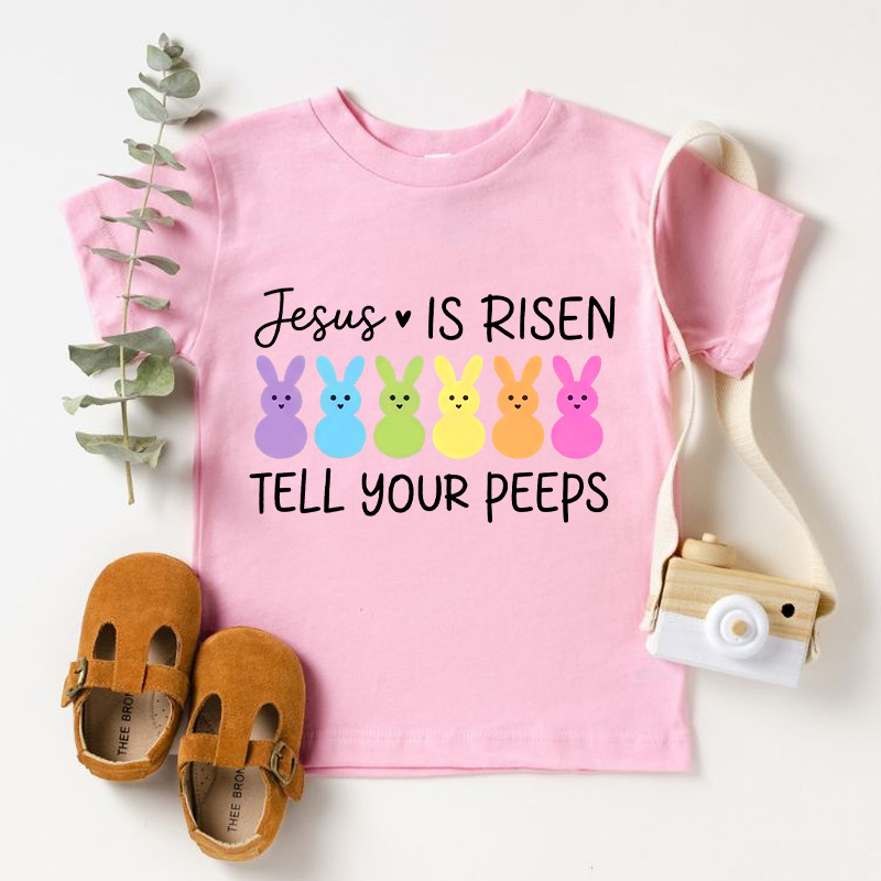 Jesus Is Risen Tell Your Peeps Shirt Funny Easter Kids Shirt Easter Tee Religious Kids Shirt Cute Baseball Shirt