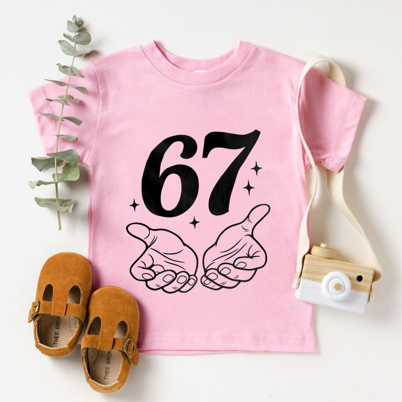 67 Shirt with Name Funny 7th Turning Seven Meme Birthday Gift for Kids Teen Girl Gift